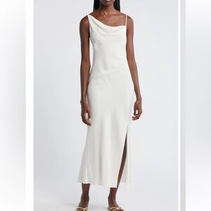 RAILS Jackie Asymmetric neck slip dress ivory lotus color size small.